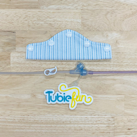 Feeding Tube Connection Cover - Light Blue Lines