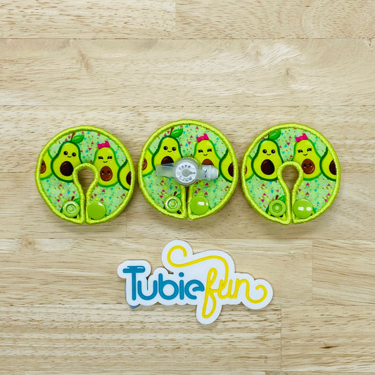 G-Tube Button Pad Cover - Avocado Family on Green