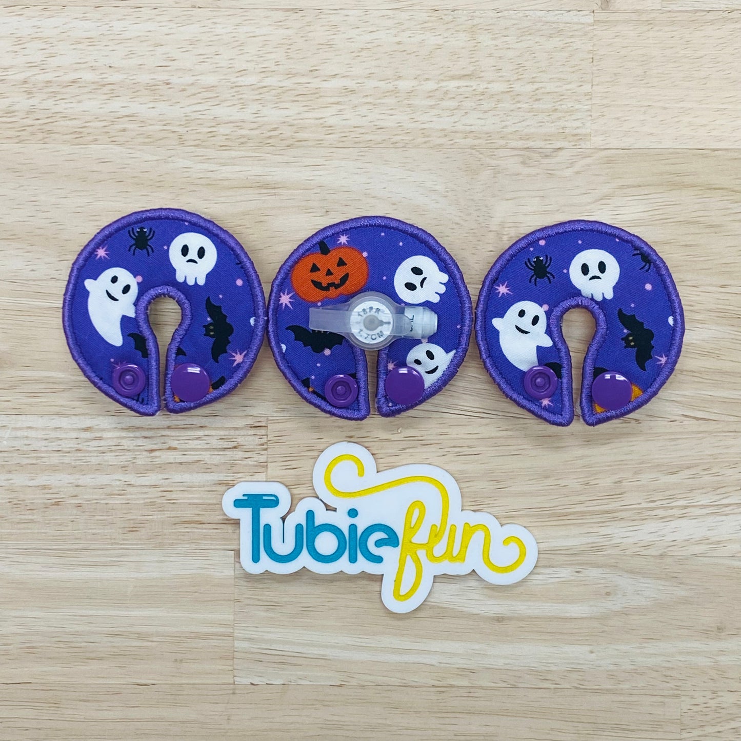 G-Tube Button Pad Cover - Halloween on Purple