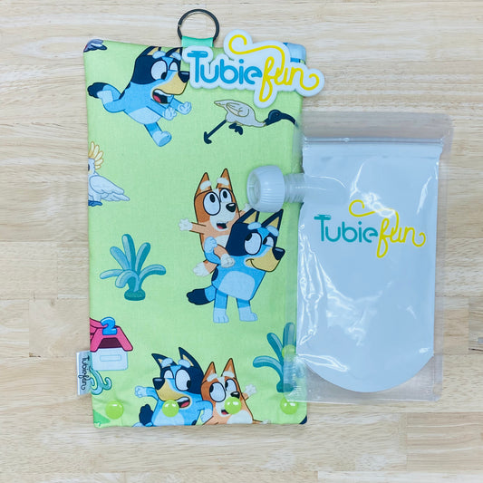 Insulated Milk Bag Suitable for Tubie Fun 500ml Reusable Pouches - Heeler Sisters on Green