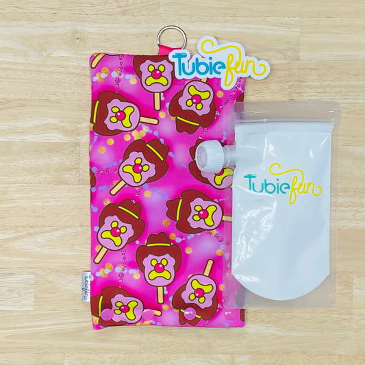Insulated Milk Bag Suitable for Tubie Fun 500ml Reusable Pouches - Bubble O Bill on Pink