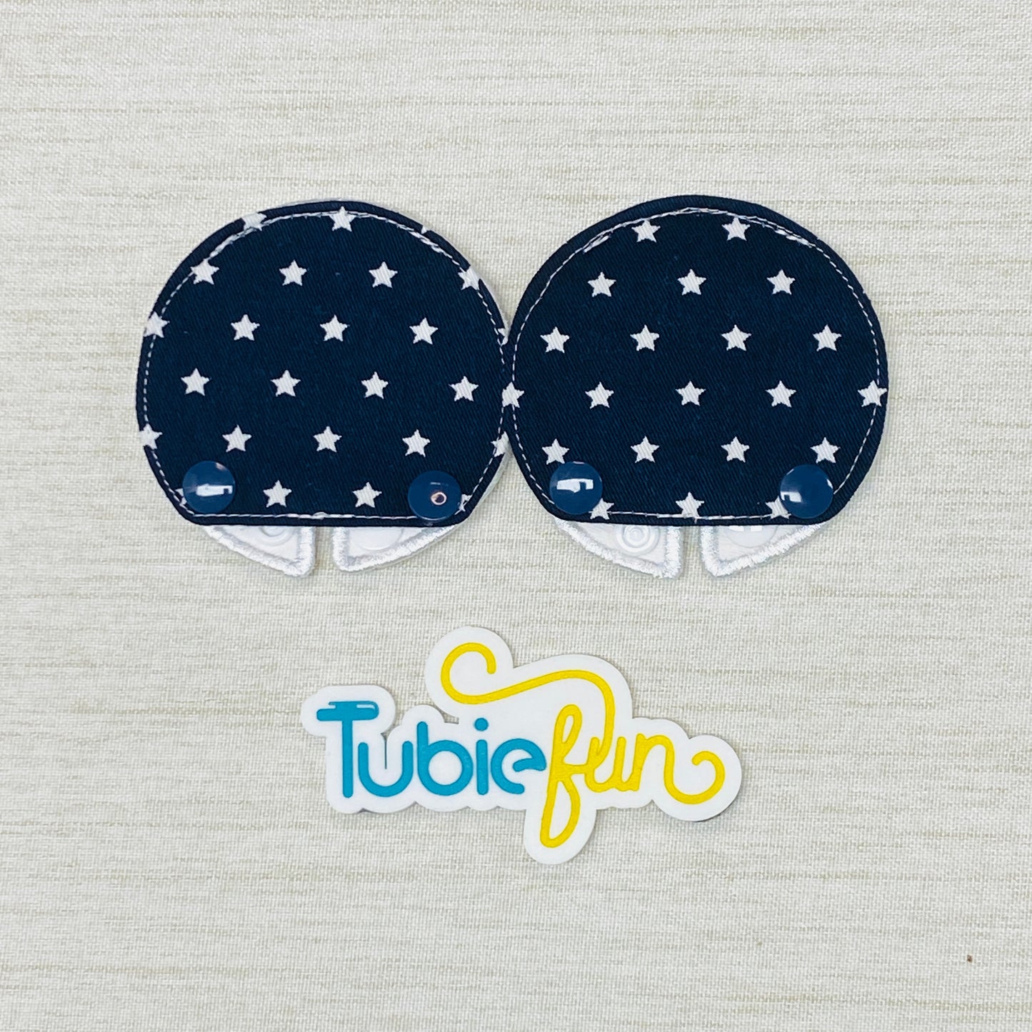 Covered Button Pad - White Stars on Dark Navy