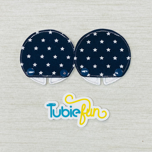 Covered Button Pad - White Stars on Dark Navy