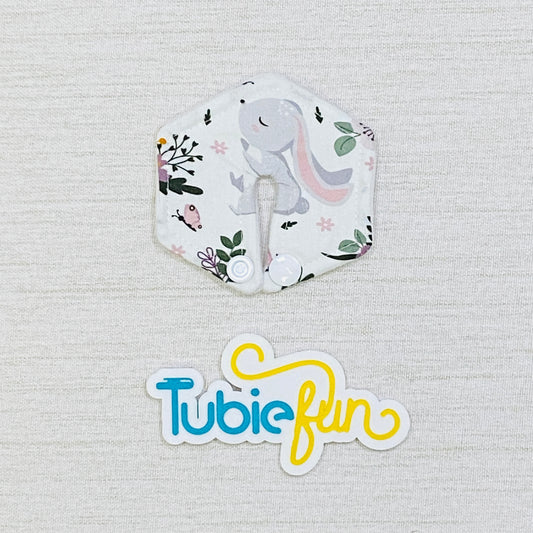 Hexagon G-Tube Button Pad Cover - Bunny on White