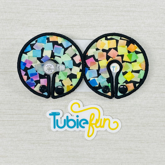 Button Pad Cover Large - Coloured Shapes on Black