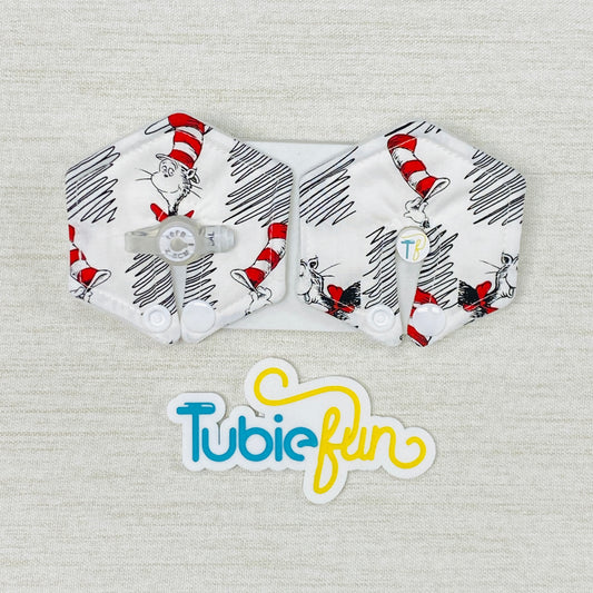 Hexagon G-Tube Button Pad Cover - Cat in Hat