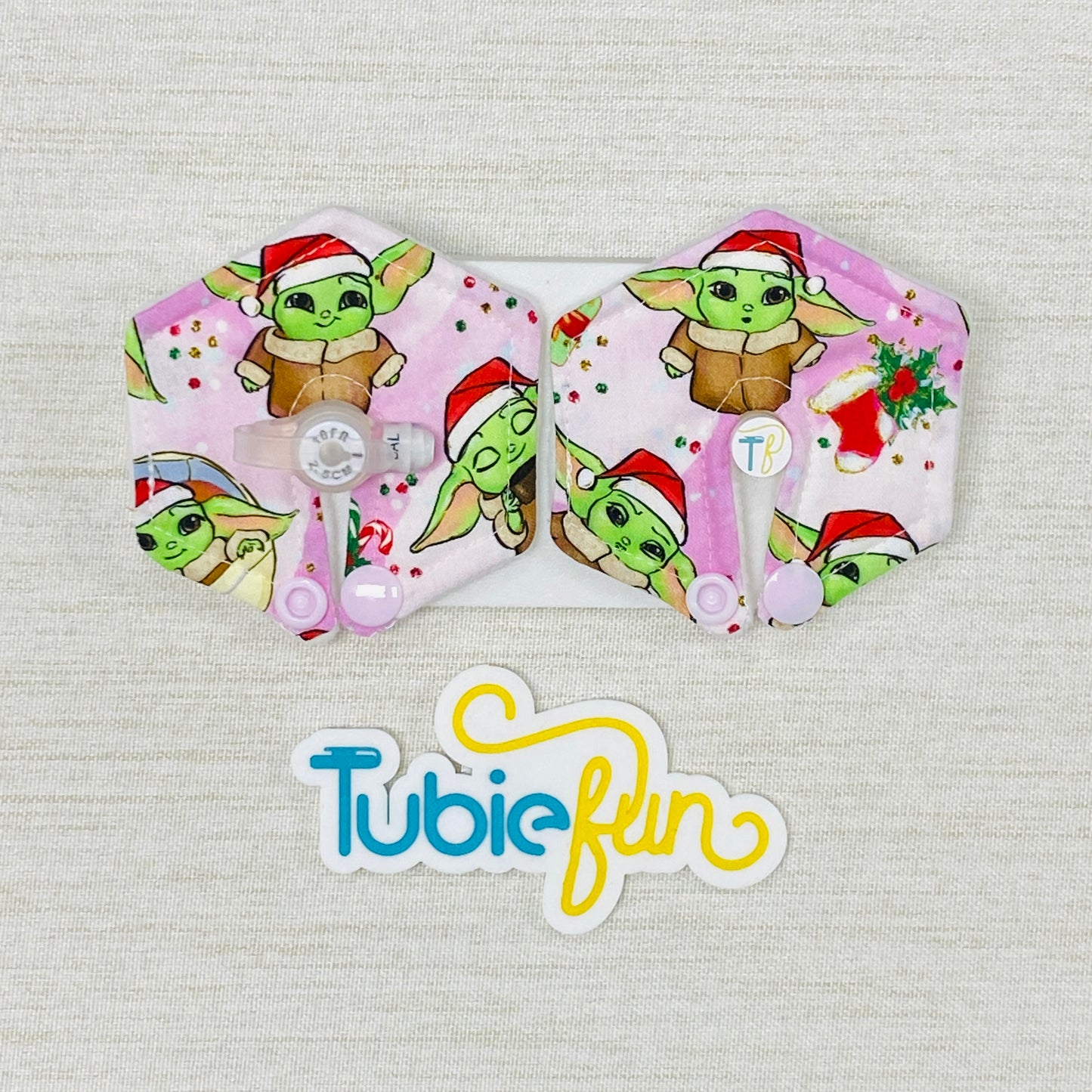 Hexagon G-Tube Button Pad Cover - Baby Alien on Pink