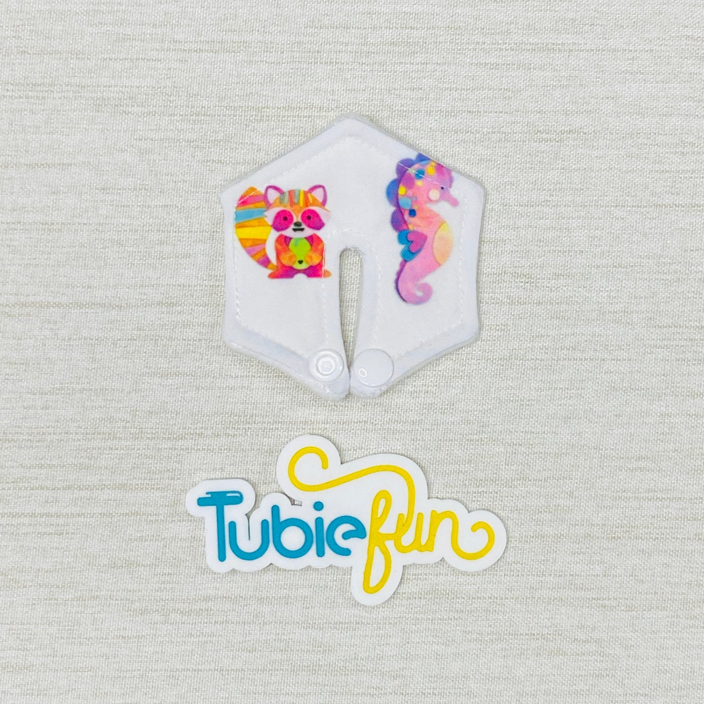 Hexagon G-Tube Button Pad Cover - Kasey Rainbow Remi & Stevie