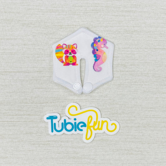 Hexagon G-Tube Button Pad Cover - Kasey Rainbow Remi & Stevie