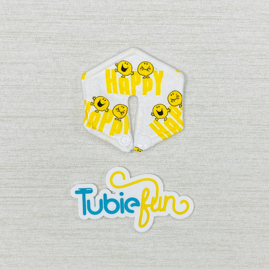 Hexagon G-Tube Button Pad Cover - Happy