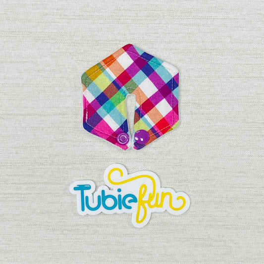 Hexagon G-Tube Button Pad Cover - Purple Tartan