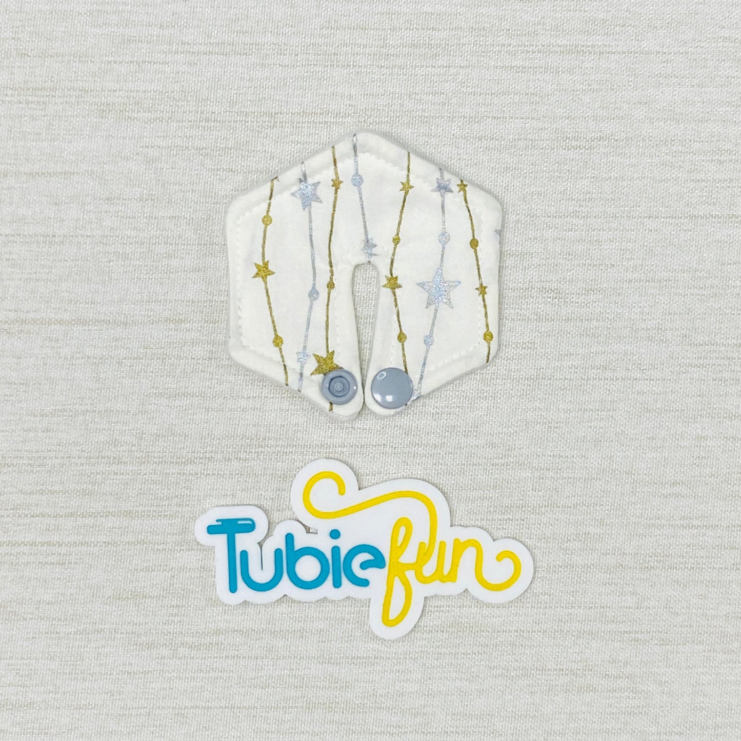 Hexagon G-Tube Button Pad Cover - Gold and Silver Stars