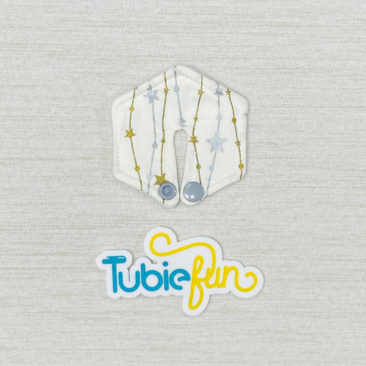 Hexagon G-Tube Button Pad Cover - Gold and Silver Stars