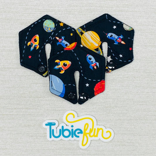 Hexagon G-Tube Button Pad Cover - Planets and Rockets