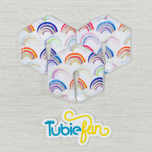 Hexagon G-Tube Button Pad Cover - Rainbows