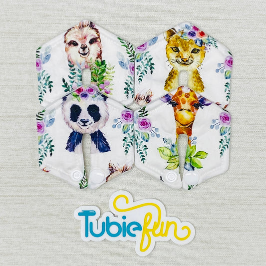 Hexagon G-Tube Button Pad Cover - Animals and Flowers