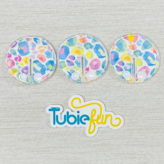 Chait Button Pad Covers - Kasey Rainbow Pastel Leopard