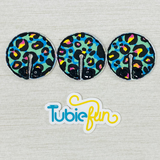 Chait Button Pad Covers - Kasey Rainbow Neon Leopard