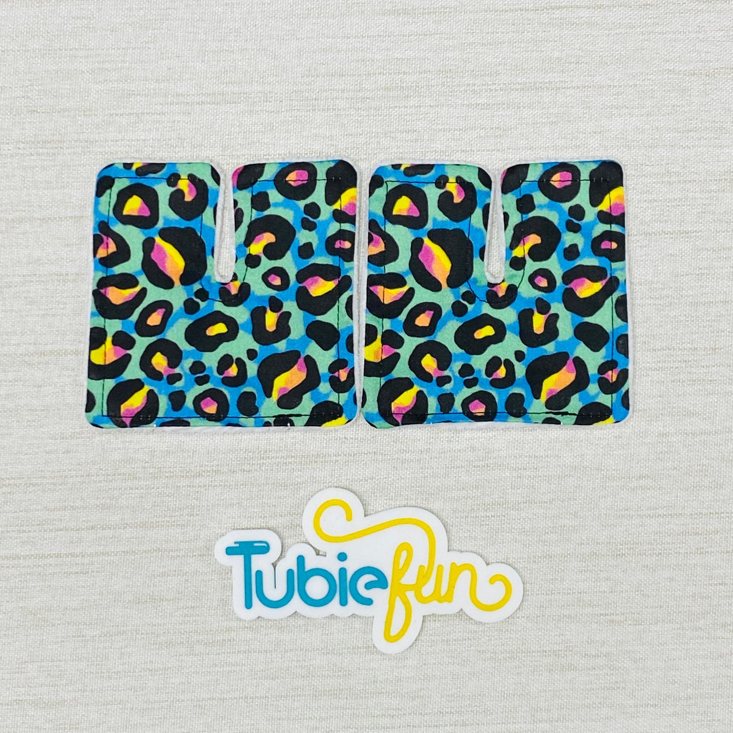 Tracheostomy Pad Cover - Kasey Rainbow Neon Leopard