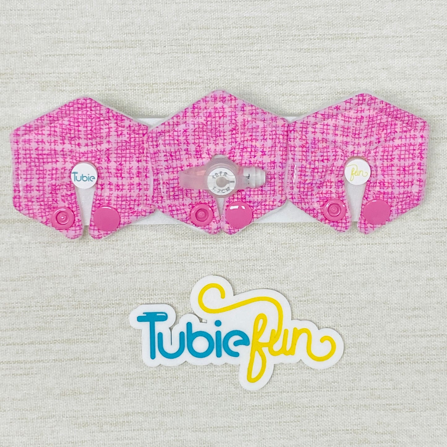 Mini Hexagon G-Tube Button Pad Cover - Pink Patterned