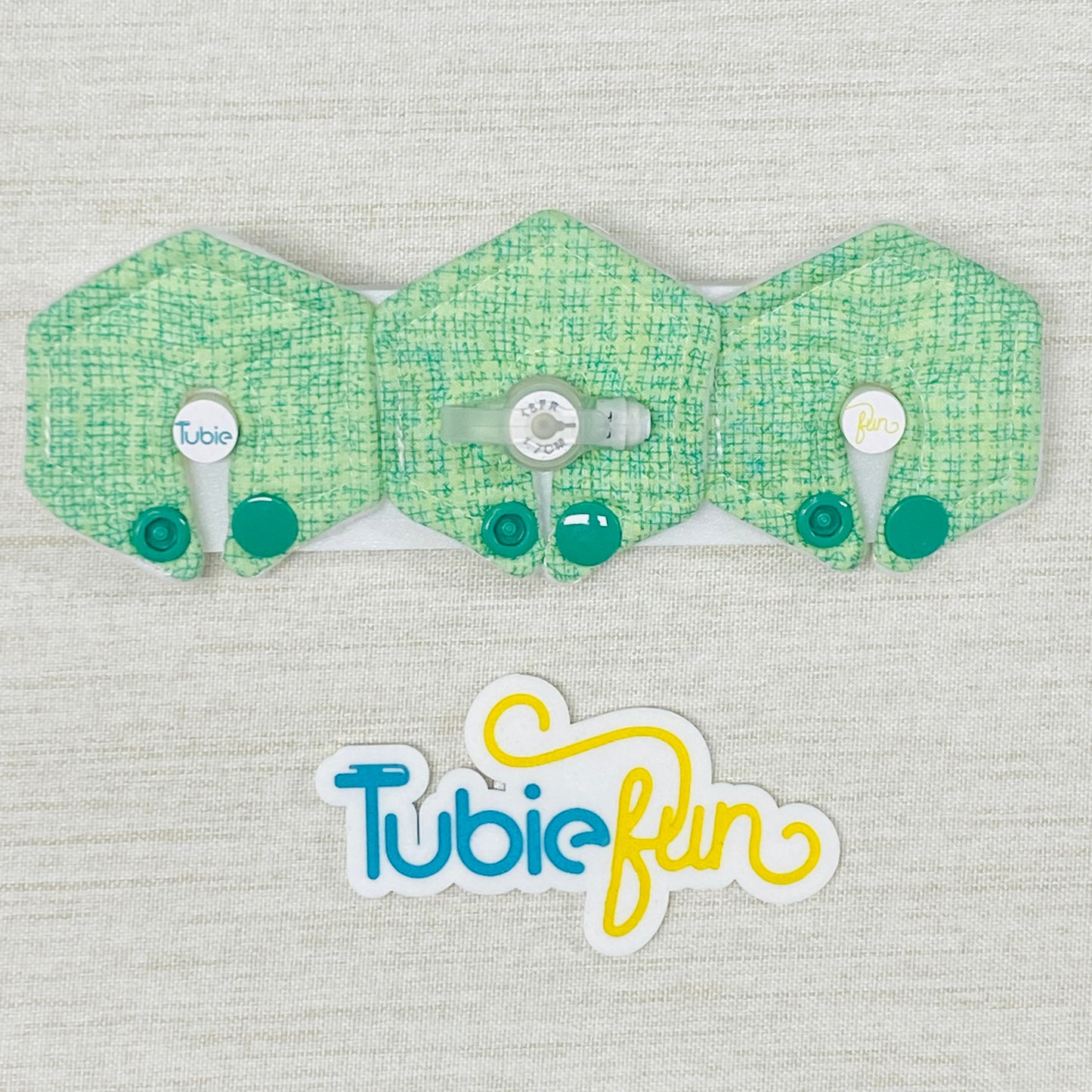 Mini Hexagon G-Tube Button Pad Cover - Green Patterned