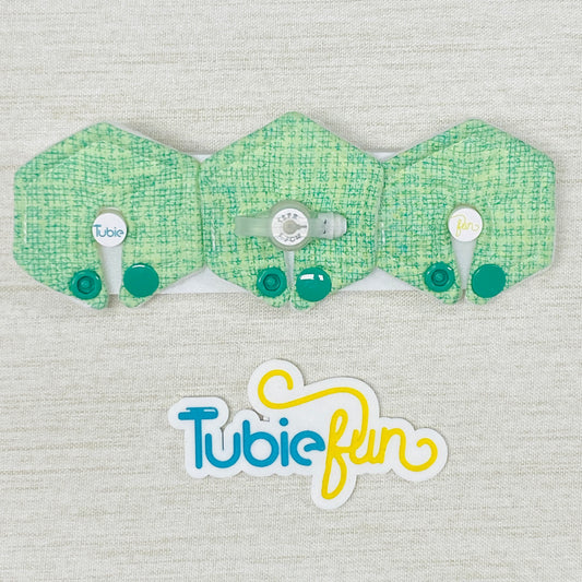 Mini Hexagon G-Tube Button Pad Cover - Green Patterned