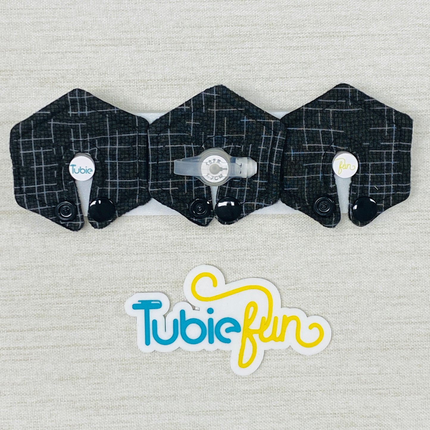 Mini Hexagon G-Tube Button Pad Cover - Black Patterned