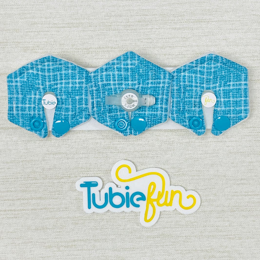 Mini Hexagon G-Tube Button Pad Cover - Blue Patterned