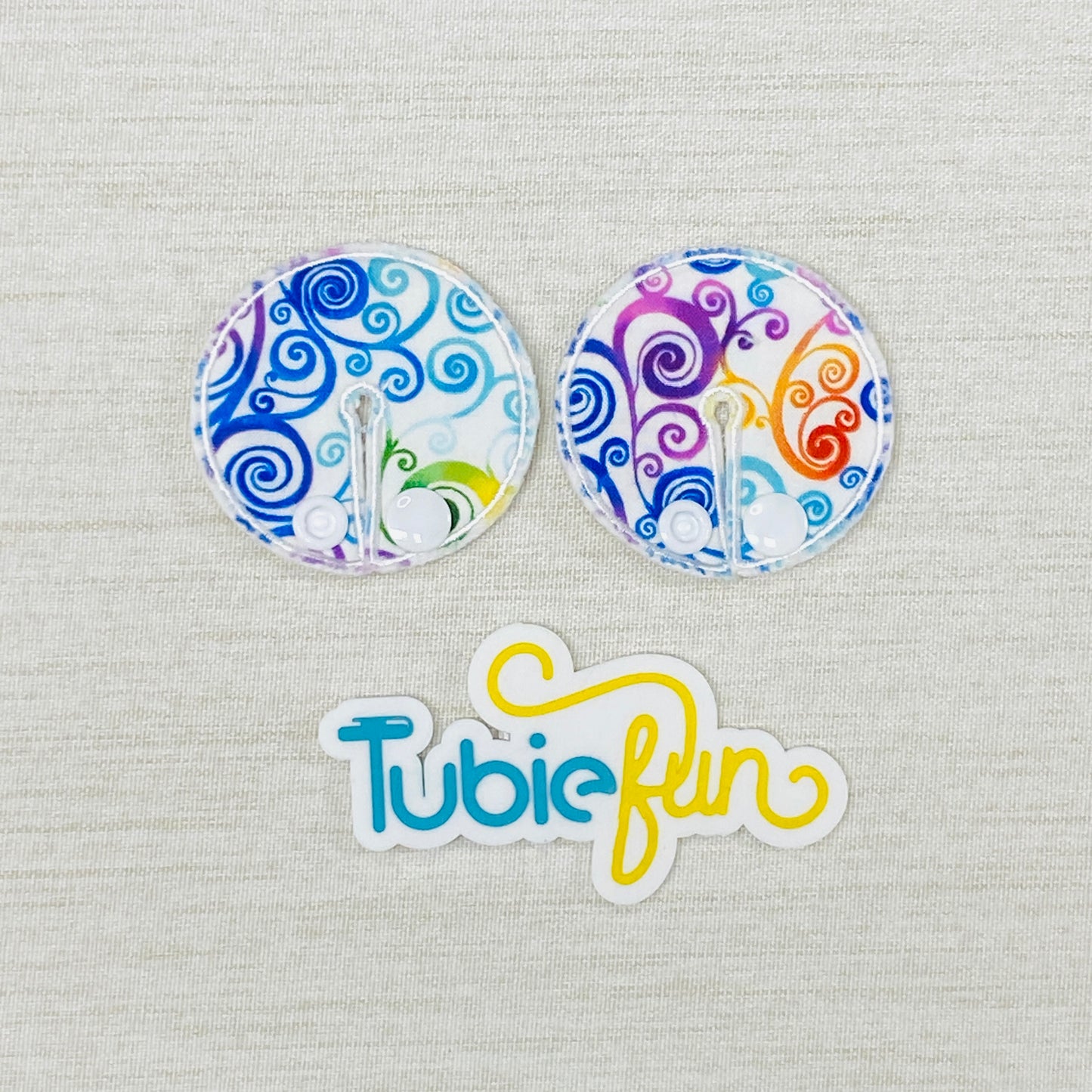 Chait Button Pad Covers - Rainbow Swirls