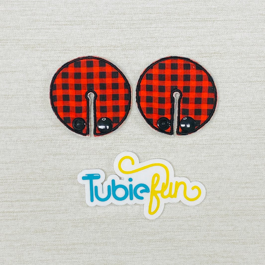Chait Button Pad Covers - Red and Black Gingham