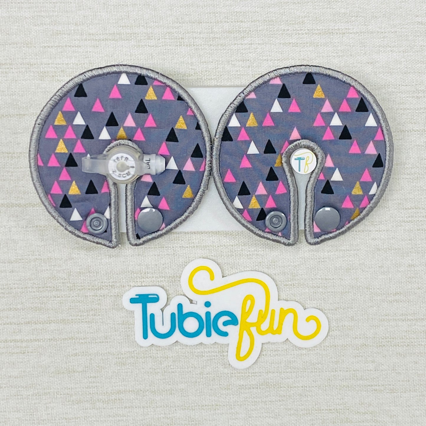 Button Pad Cover Large - Pink and Gold Triangles