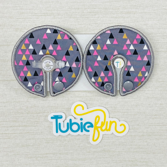 Button Pad Cover Large - Pink and Gold Triangles