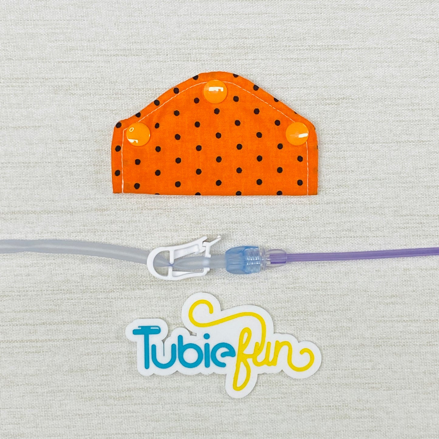 Feeding Tube Mini Connection Cover - Black Spots on Orange