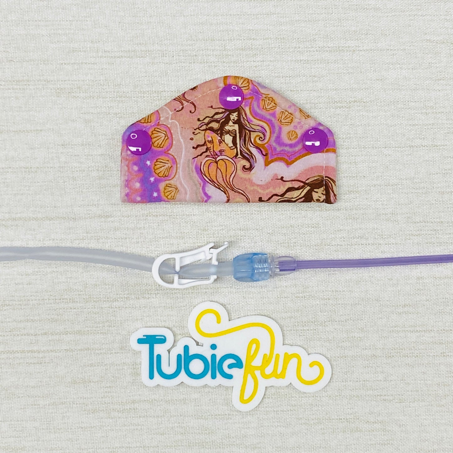 Feeding Tube Mini Connection Cover - Mermaid on Pink