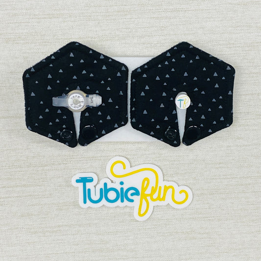 Hexagon G-Tube Button Pad Cover - Grey Triangles on Black