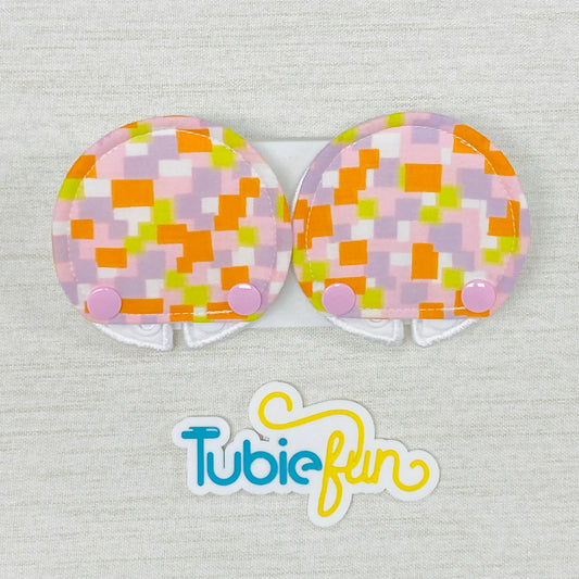 Covered Button Pad - Pink and Orange Squares