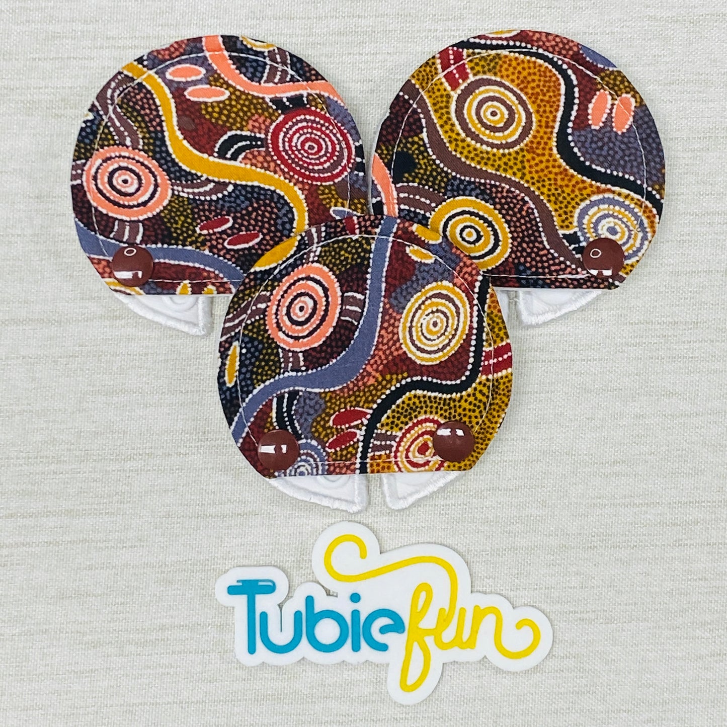 Covered Button Pad - Indigenous on Brown