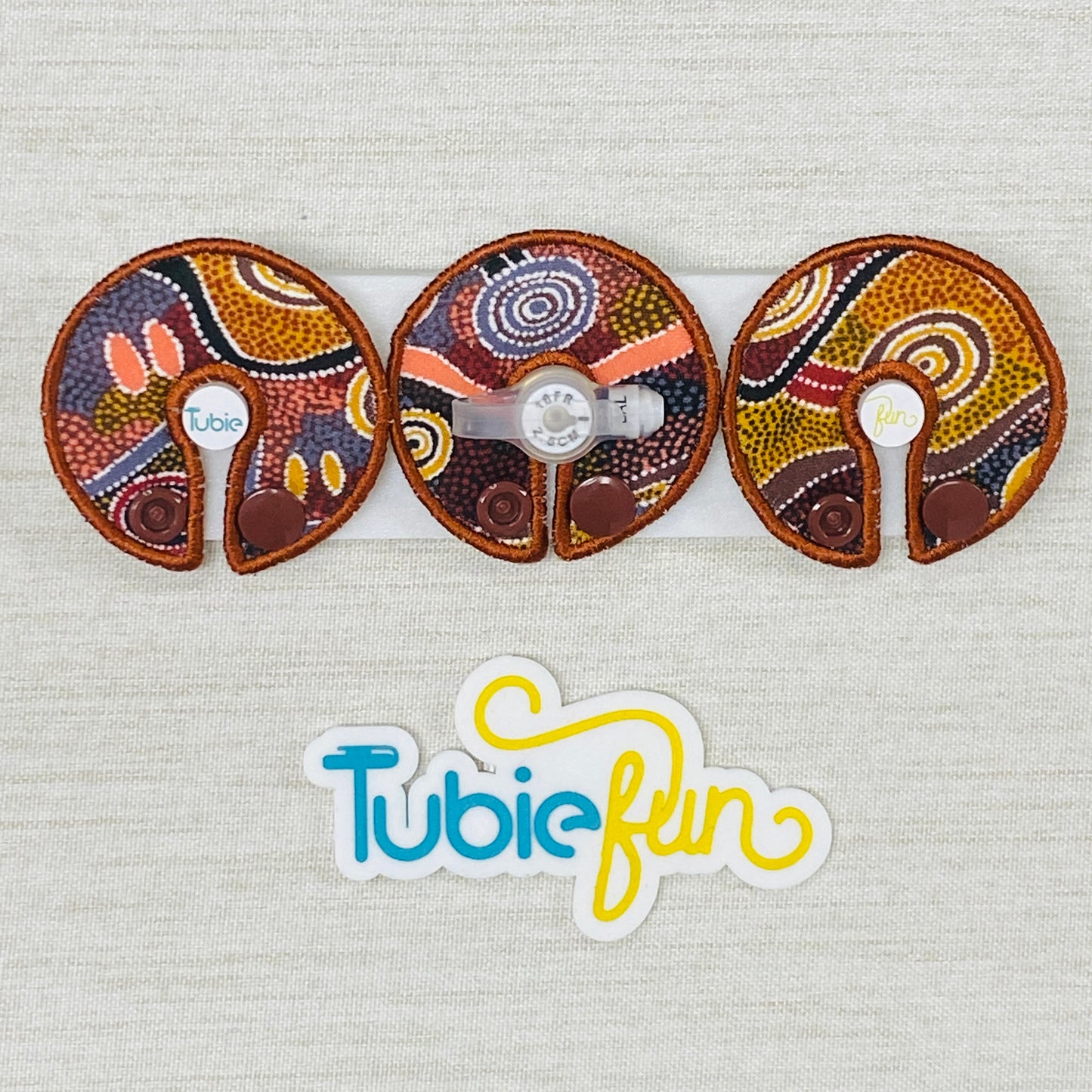 G-Tube Button Pad Cover - Indigenous on Brown