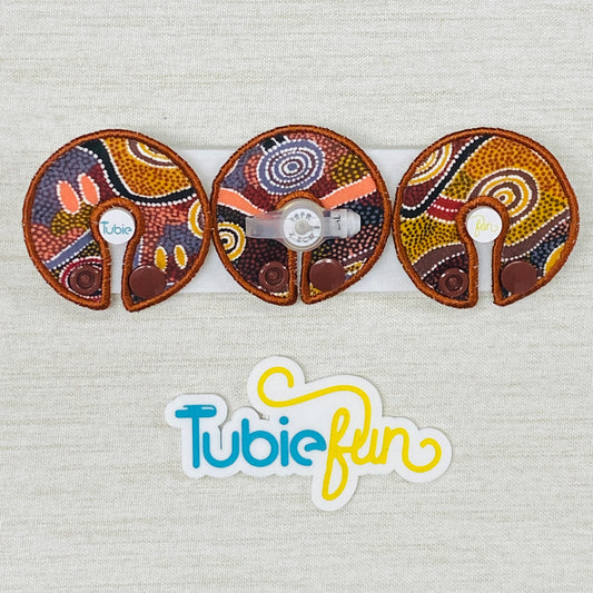 G-Tube Button Pad Cover - Indigenous on Brown