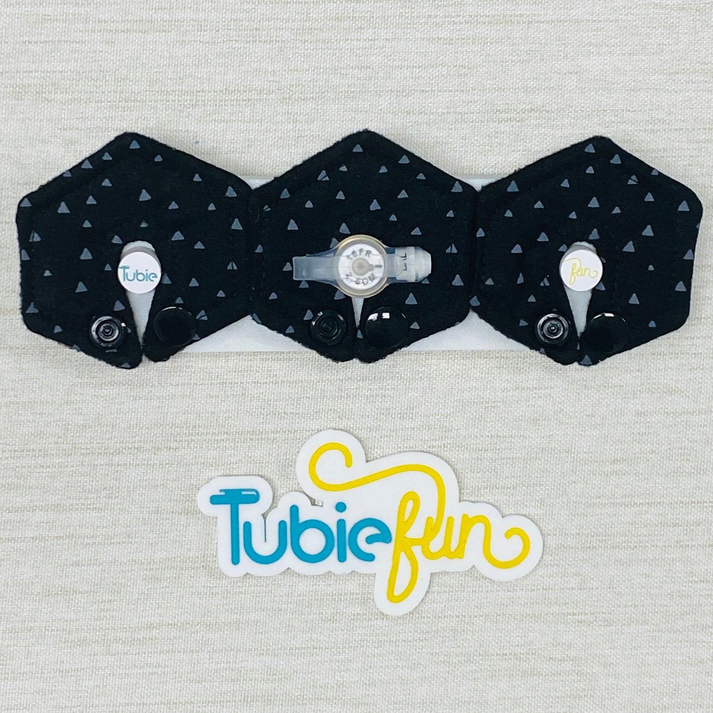 Mini Hexagon G-Tube Button Pad Cover - Grey Triangles on Black