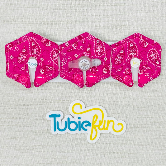 Mini Hexagon G-Tube Button Pad Cover - Pink Bandana