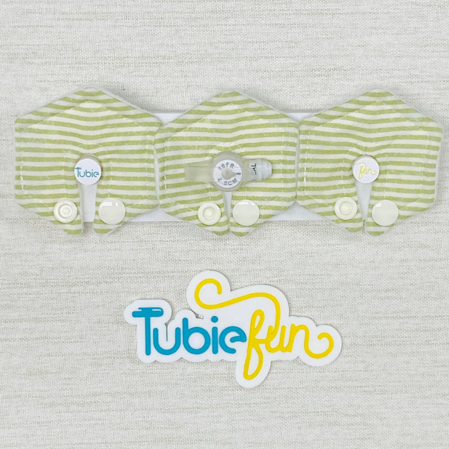 Mini Hexagon G-Tube Button Pad Cover - Green Stripes