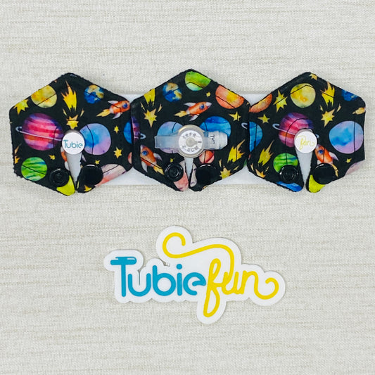 Mini Hexagon G-Tube Button Pad Cover - Rockets in Space