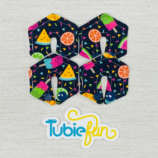 Mini Hexagon G-Tube Button Pad Cover - Fruit and Iceblocks