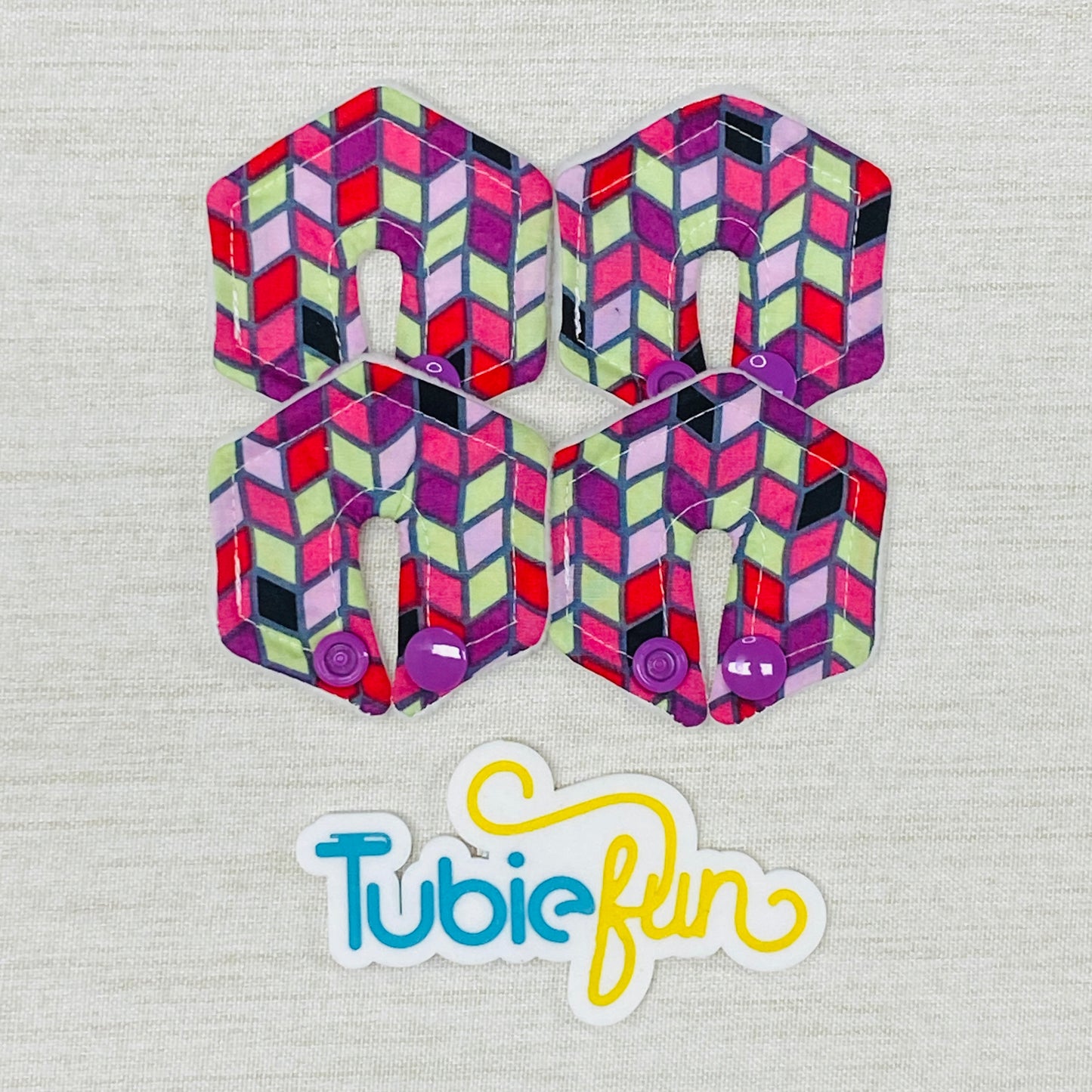Mini Hexagon G-Tube Button Pad Cover - Purple and Green Diamonds