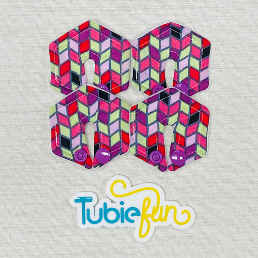 Mini Hexagon G-Tube Button Pad Cover - Purple and Green Diamonds