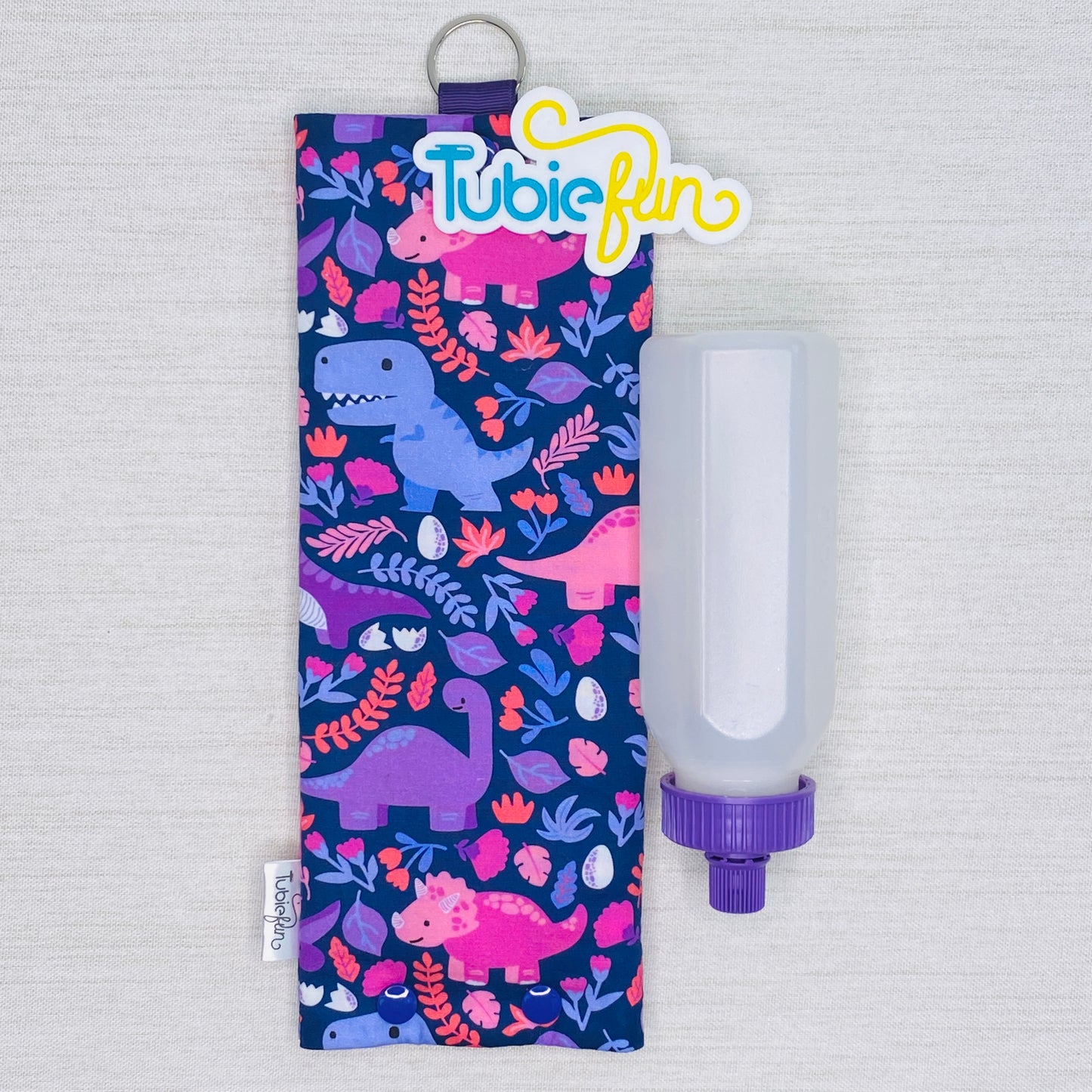 Insulated Milk Bag Suitable for 250ml Bottle in - Pink and Purple Dinosaurs