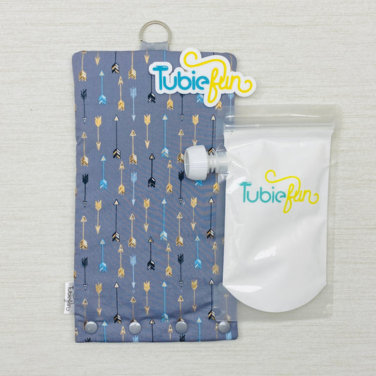 Insulated Milk Bag Suitable for Reusable Pouches - Arrows on Grey