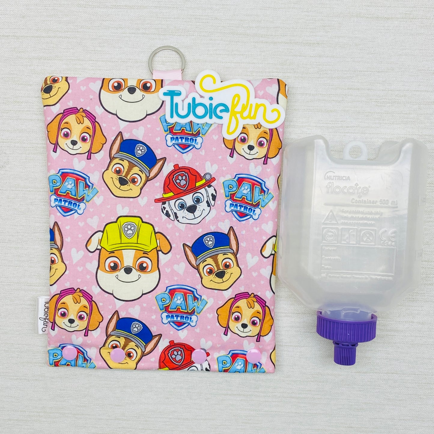 Insulated Milk Bag Suitable for 500ml Flocare Bottle in - Pup Patrol on Pink