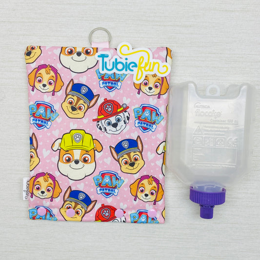Insulated Milk Bag Suitable for 500ml Flocare Bottle in - Pup Patrol on Pink